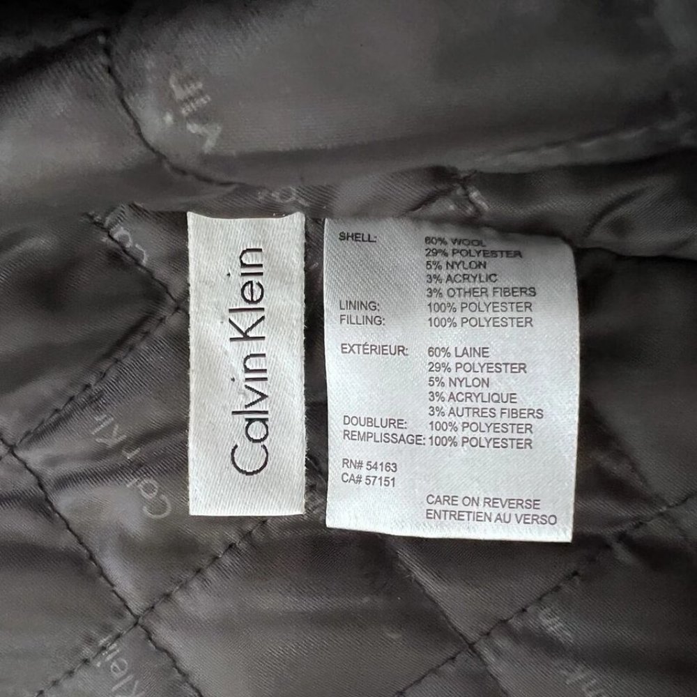 Calvin Klein Men Coat Wool Blend Size MEDIUM Black Hidden Zipper Snap Collared - Picture 5 of 8